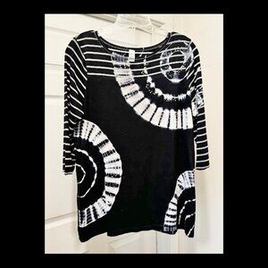 Thomas & Olivia Rhinestone Studded Black & White Top Size PL
